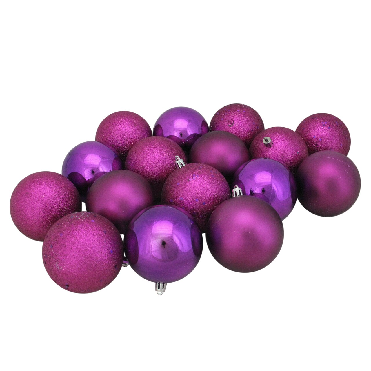 Northlight Shatterproof 4-Finish Christmas Ball Ornaments - 3" (75mm) - Grape Purple - 16ct